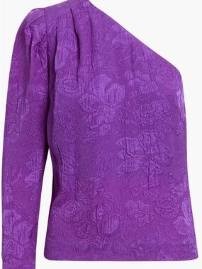Stella McCartney Purple One-Sleeve Silk- Clouqe Blouse